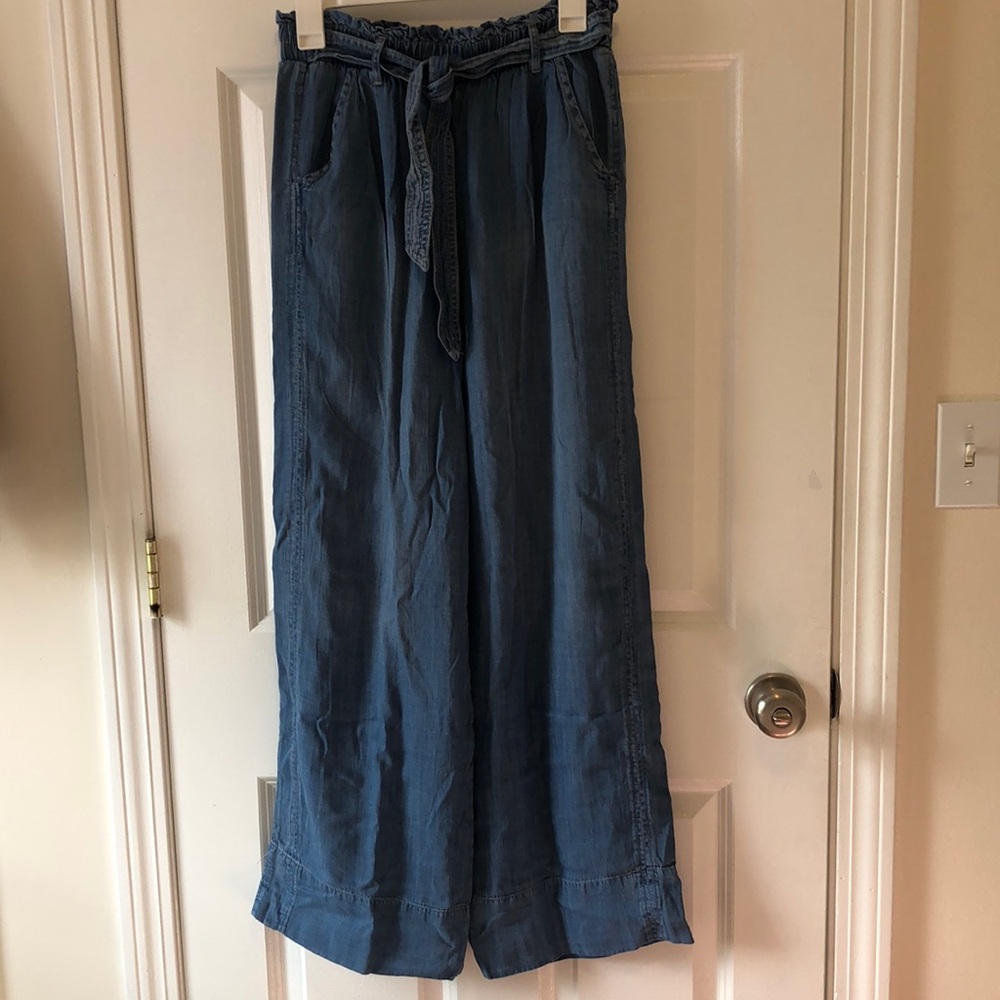 Denim wide leg pants